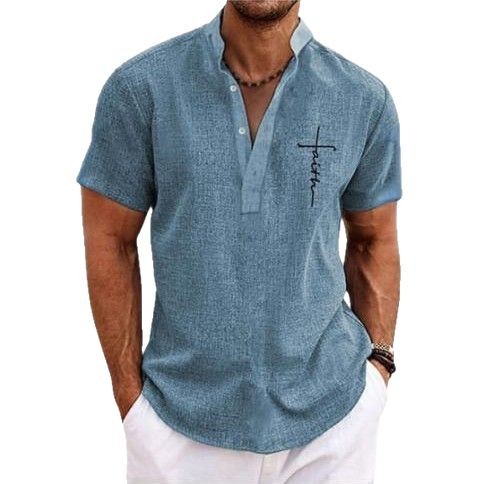 Men's 3D Printed Short Sleeve Zipper Polo Shirt