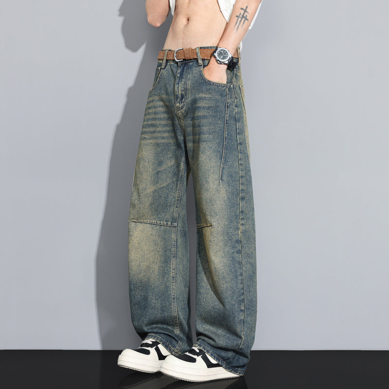 Jeans da uomo versatili in denim a gamba dritta