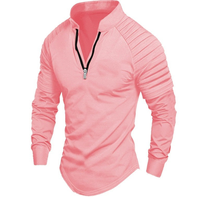 Men's Long Sleeve Slim Fit Sporty Polo Shirt