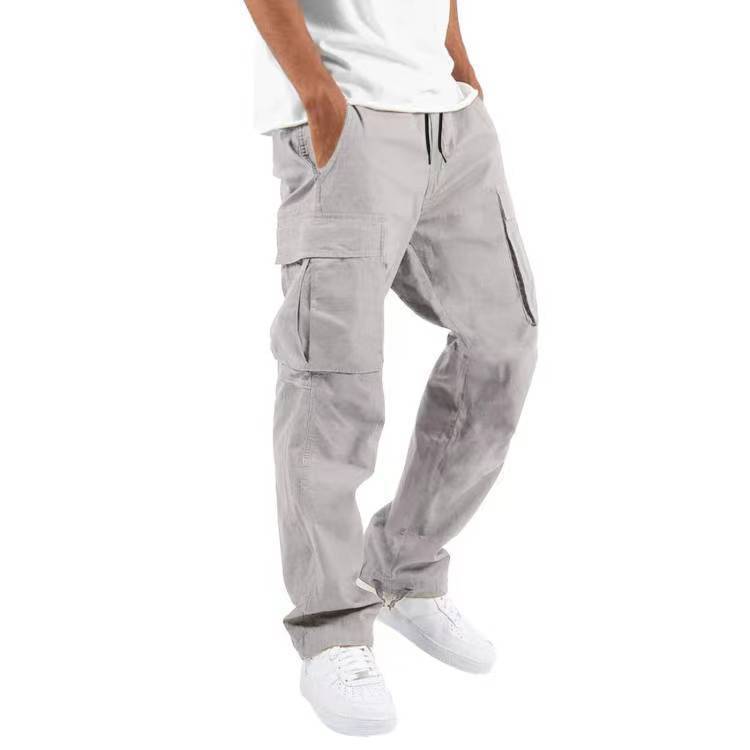 Men's Cargo Pants with Multi-Pockets and Drawstring, Loose Fit