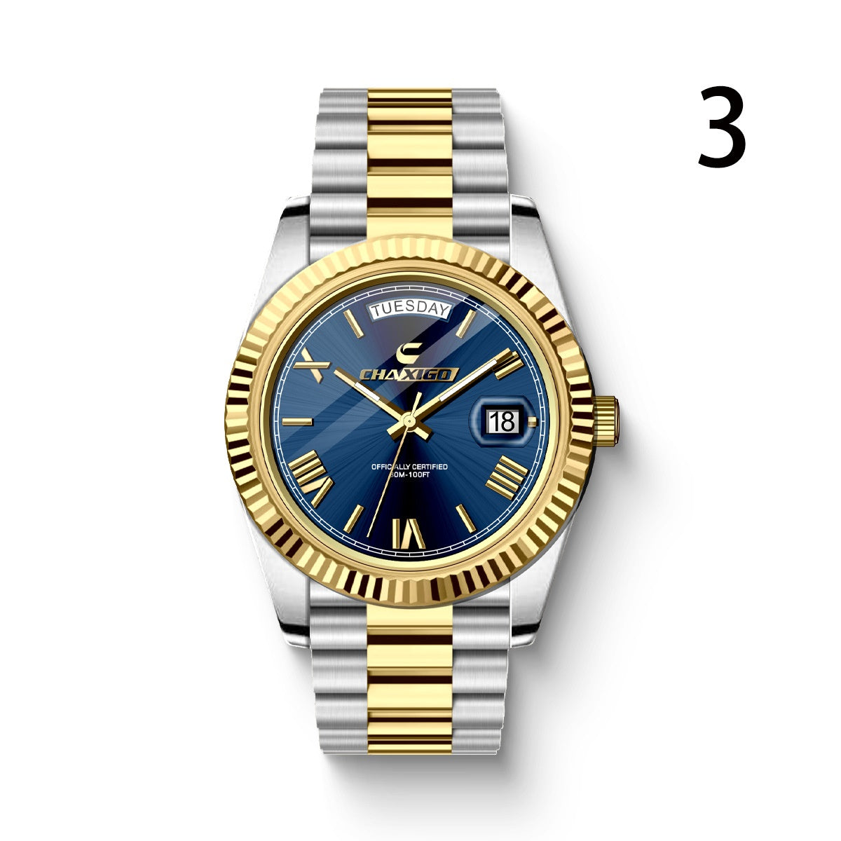 Men's Quartz Watch Stainless Steel Waterproof 30m