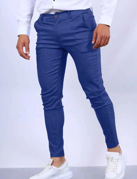 Men's Slim Fit Stretch Cotton Blend Trousers