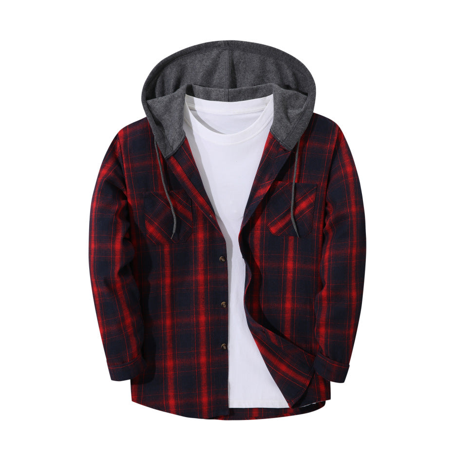 Men's Slim Fit Plaid Checkered Shirt Jacket