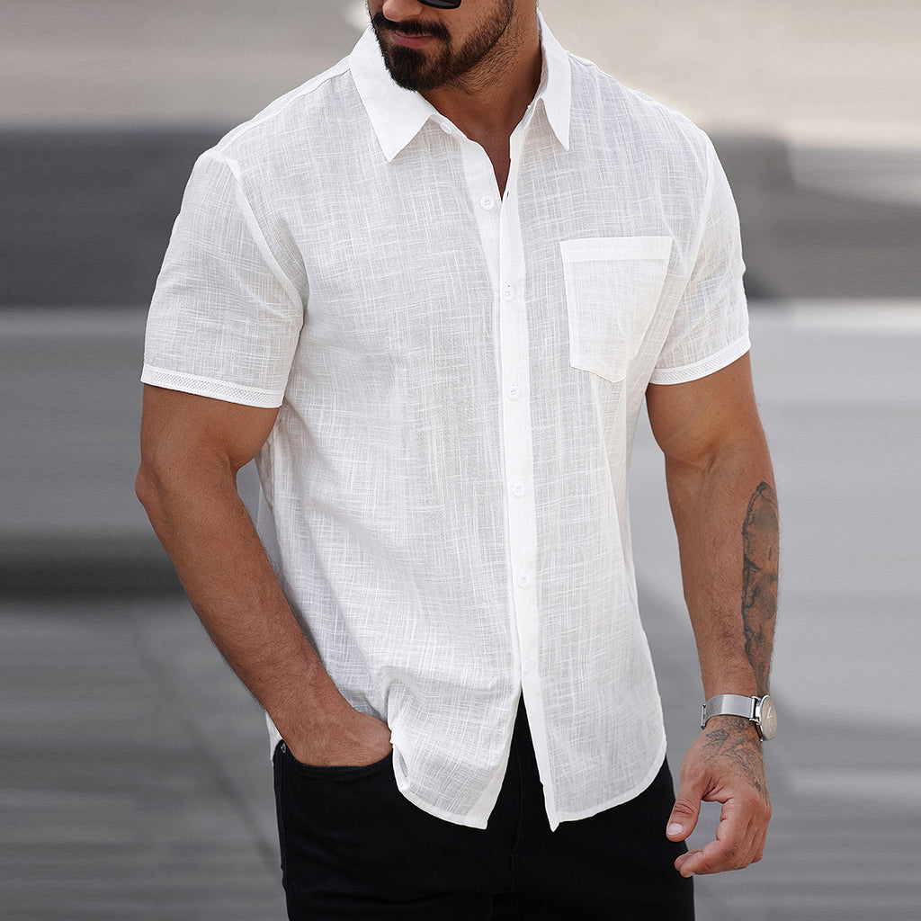 Men's short-sleeved cotton shirt