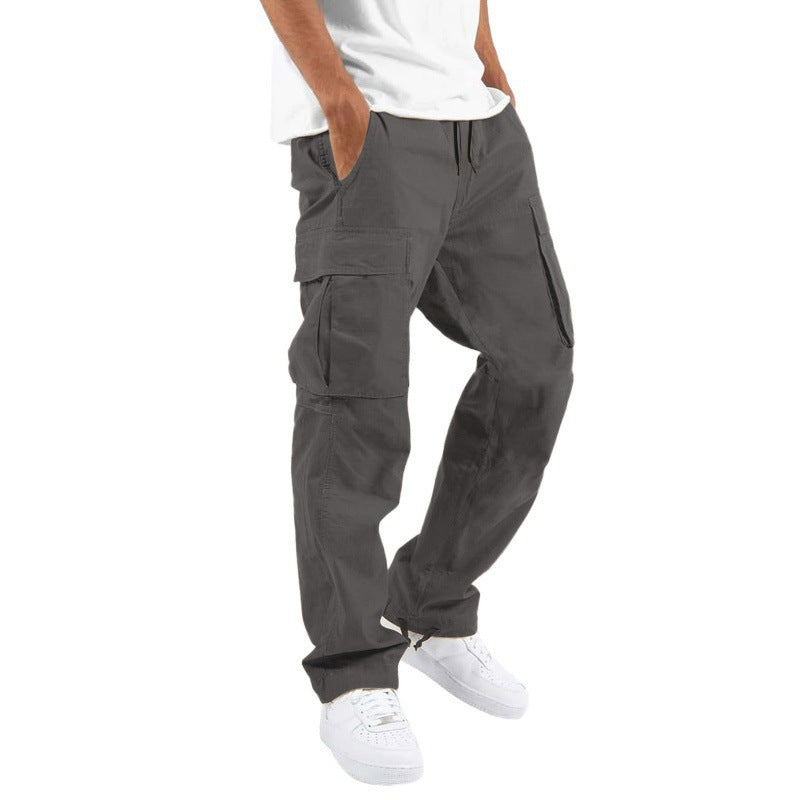 Men's Cargo Pants with Multi-Pockets and Drawstring, Loose Fit