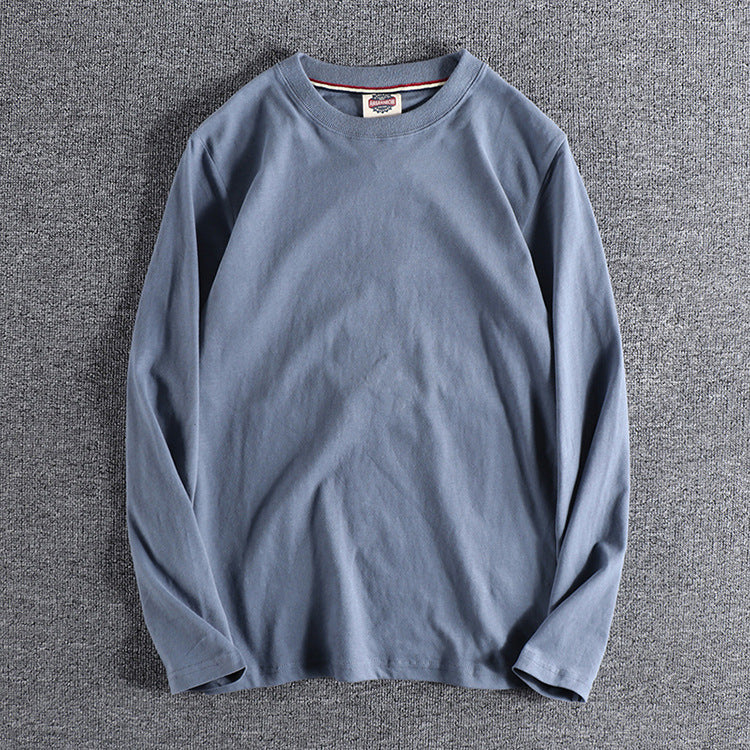 Men's Long-Sleeved Cotton T-Shirt with Letter Embroidery