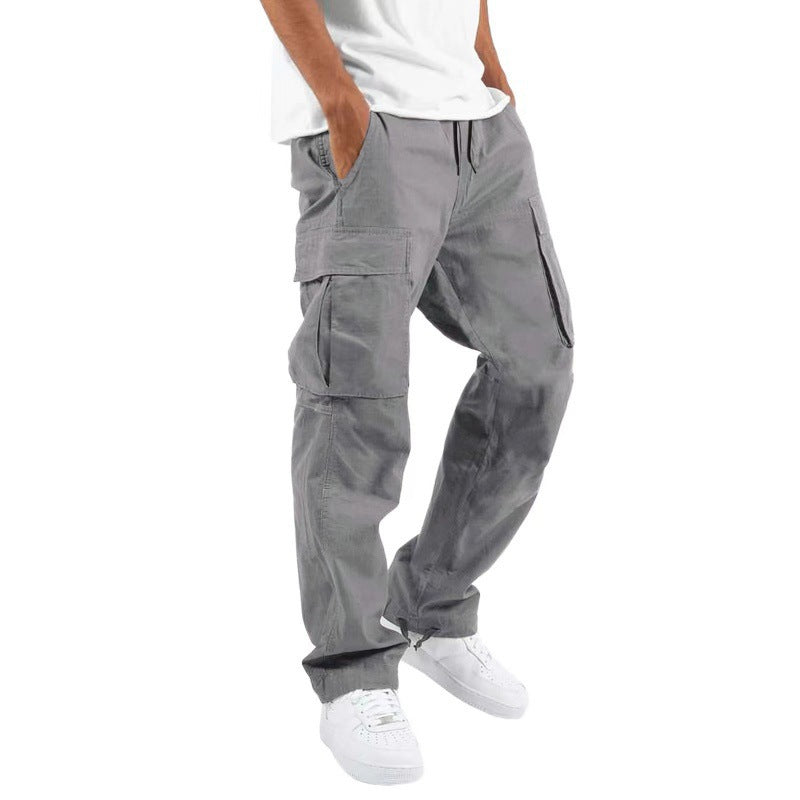 Men's Cargo Pants with Multi-Pockets and Drawstring, Loose Fit