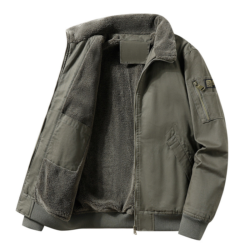 Men's Aviator Jacket Fleece Hood Plus Size