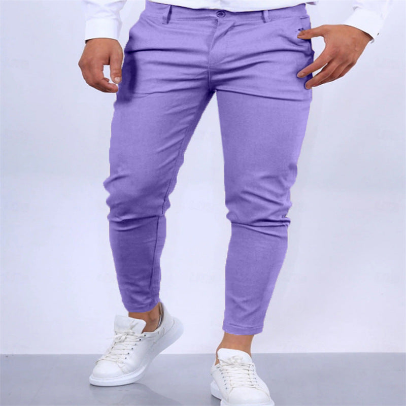 Men's Slim Fit Stretch Cotton Blend Trousers