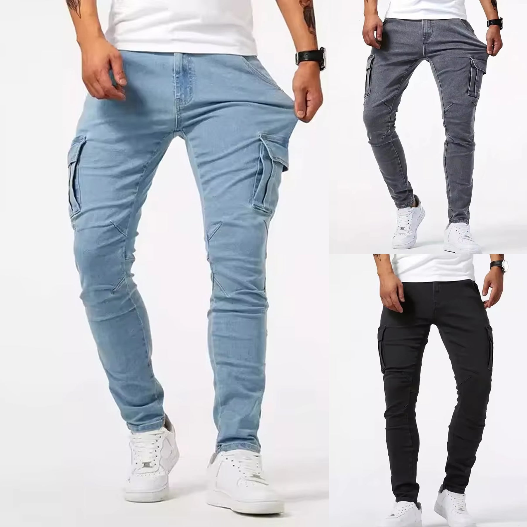 Men's Stretch Skinny Denim Pants with Anti-Wrinkle