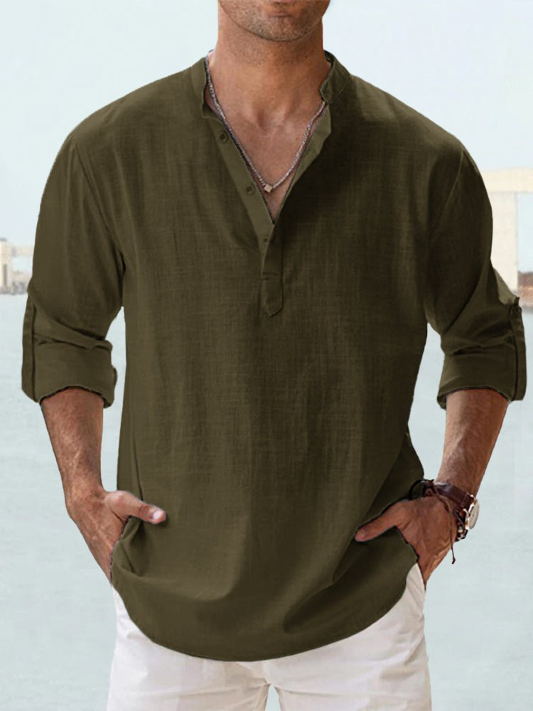 Men's Oversized Cotton High Neck Sports Shirt