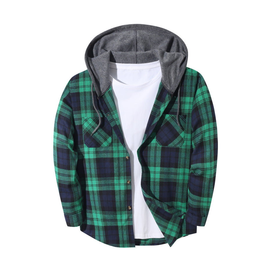 Men's Slim Fit Plaid Checkered Shirt Jacket