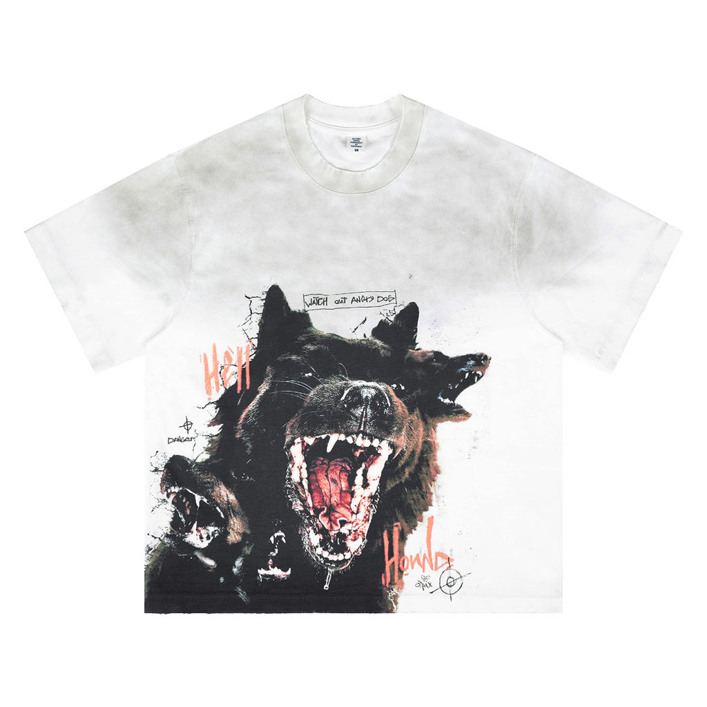 Camiseta de algodón para hombre con estampado de pitbull, estilo urbano, corte holgado