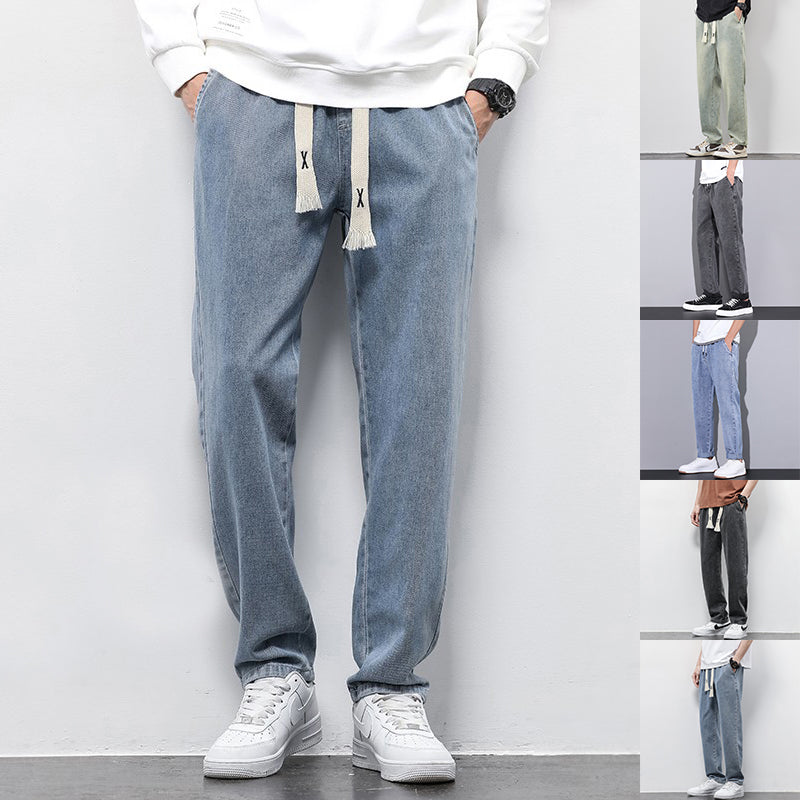 Men's Straight Leg Jeans with Elasticated Drawstring