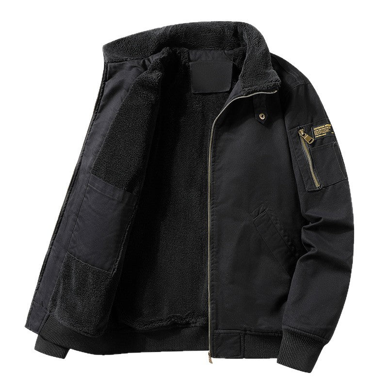 Men's Aviator Jacket Fleece Hood Plus Size