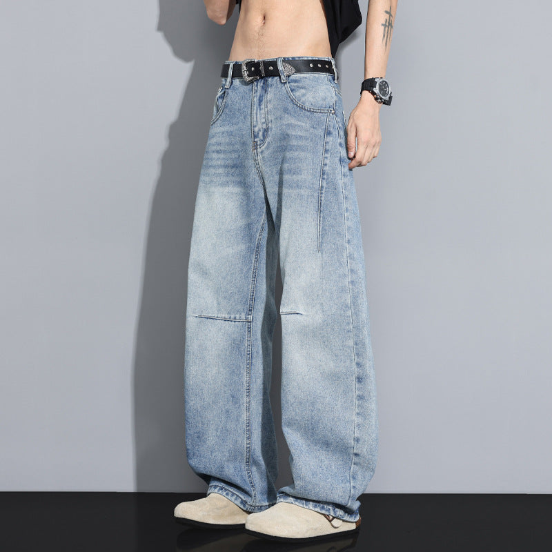Jeans da uomo versatili in denim a gamba dritta