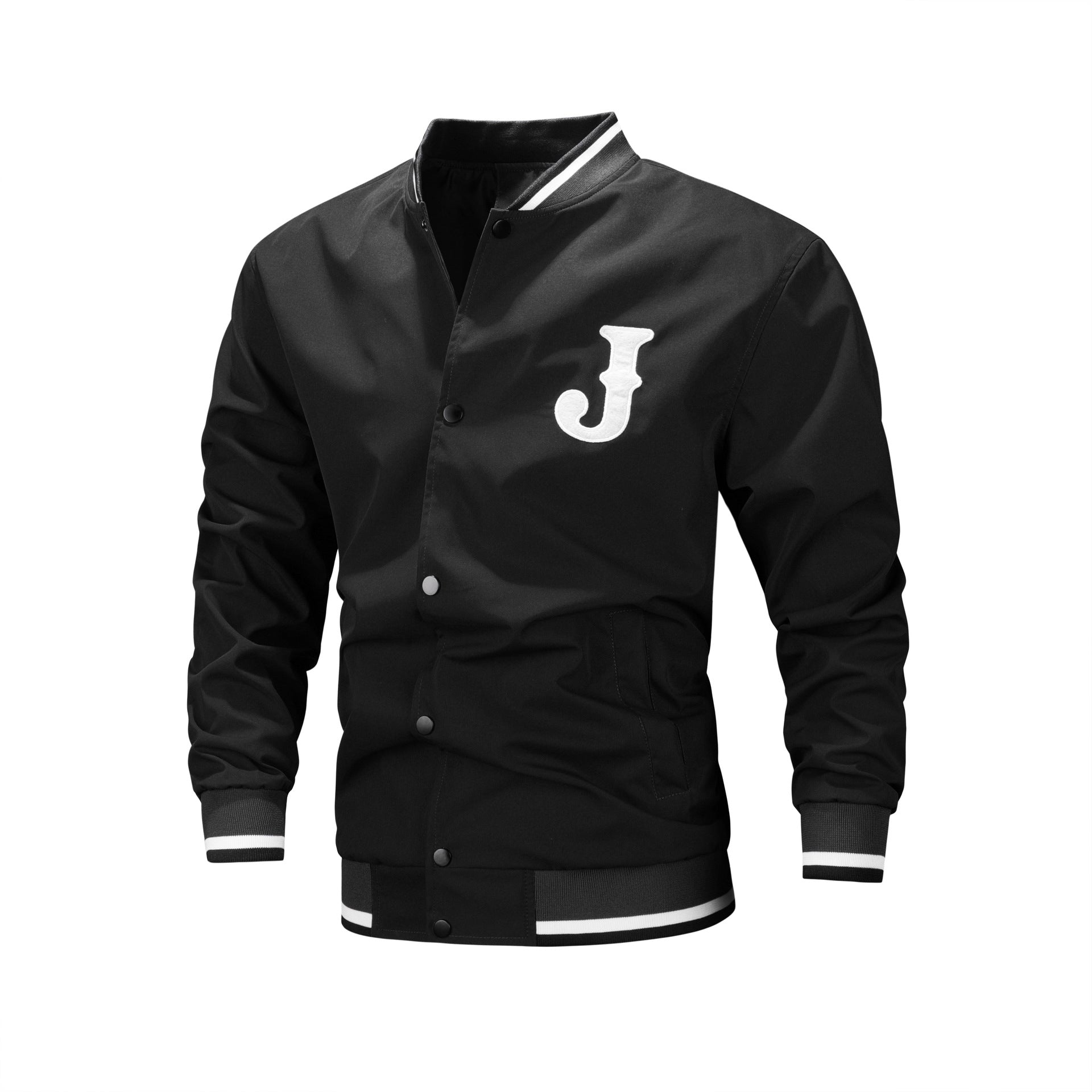 Men's Slim Fit Velvet Sports Jacket with Letter Embroidery