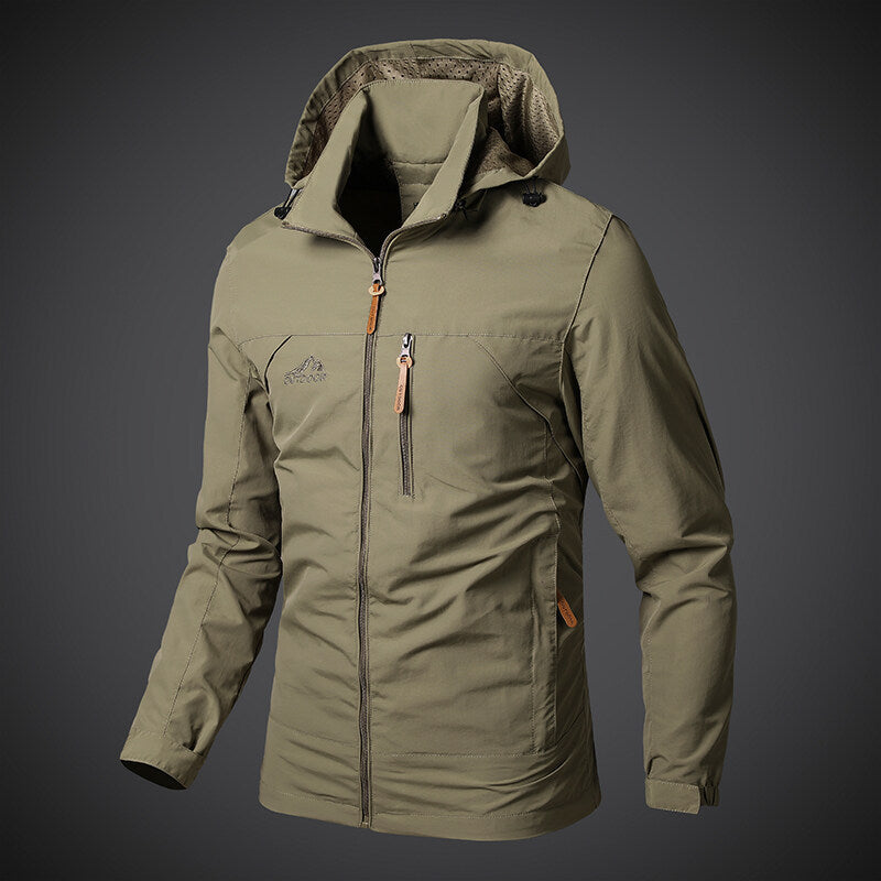 Men's Nylon Jacket with Oversized Hood and Anti-Wrinkle