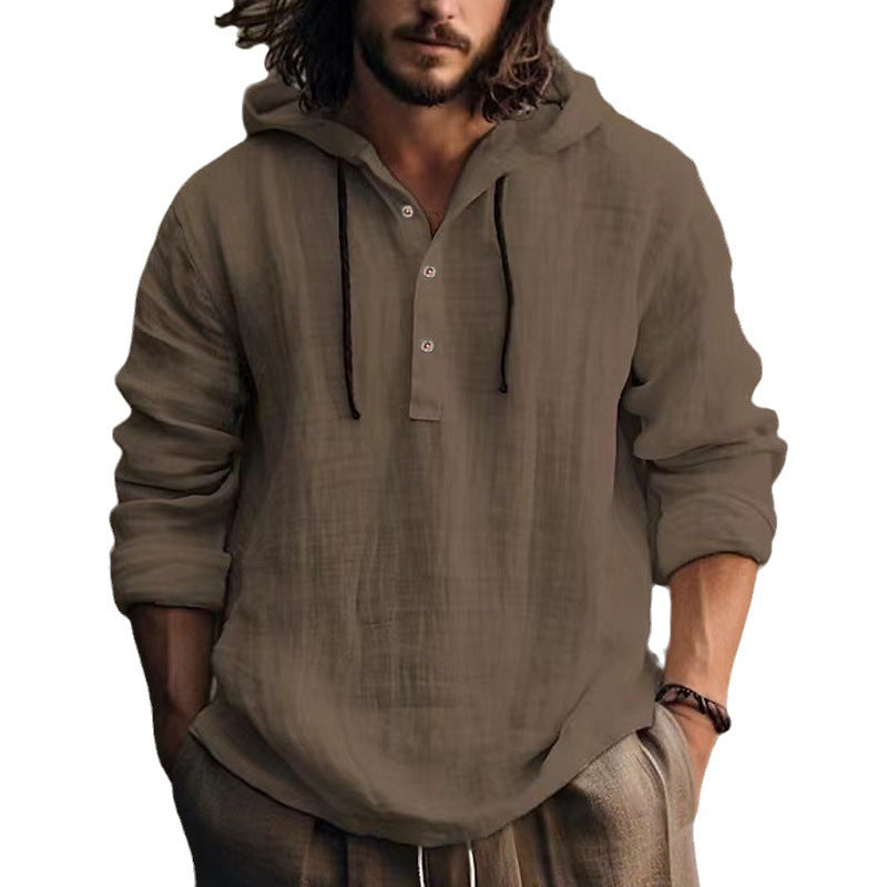 Men's Casual Long Sleeve Hooded Shirt