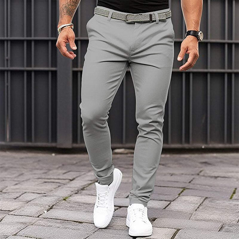 Men's Slim Fit Stretch Basic Casual Trousers