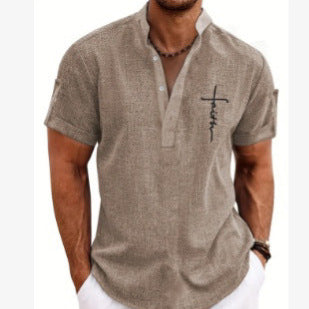 Men's 3D Printed Short Sleeve Zipper Polo Shirt