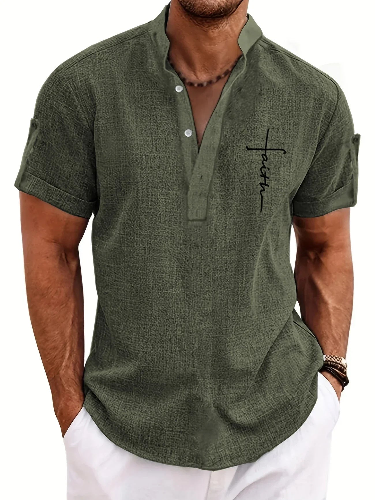 Men's 3D Printed Short Sleeve Zipper Polo Shirt