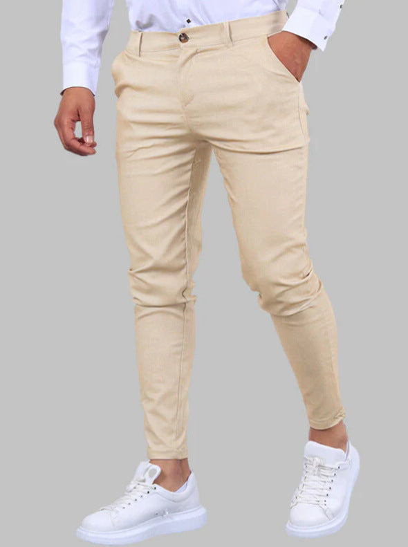 Men's Slim Fit Stretch Cotton Blend Trousers