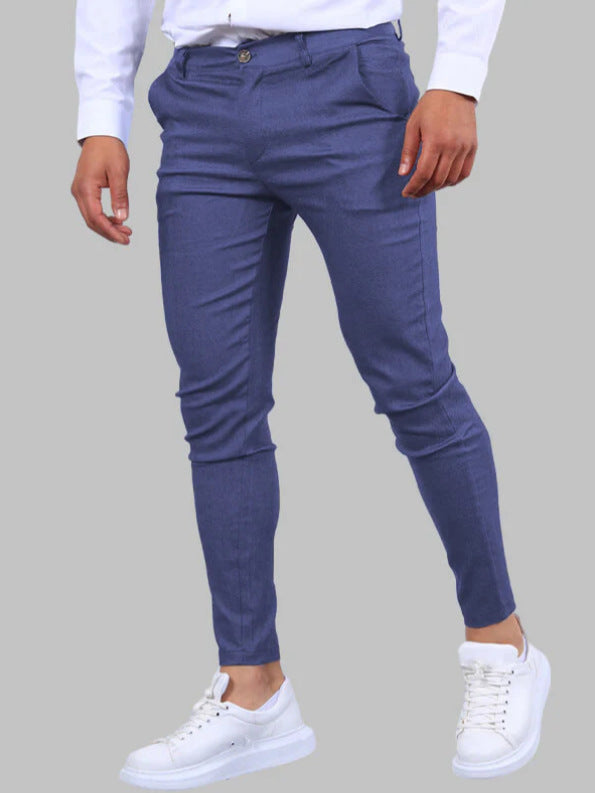 Men's Slim Fit Stretch Cotton Blend Trousers