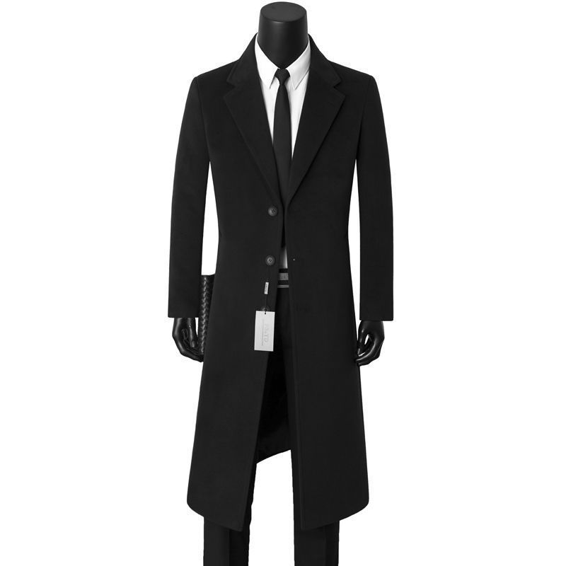 Men's casual and elegant mid-length wool coat