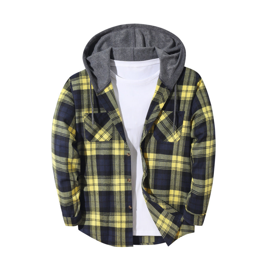 Men's Slim Fit Plaid Checkered Shirt Jacket