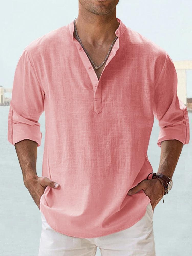 Men's Oversized Cotton High Neck Sports Shirt