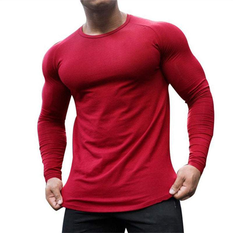 Men's Cotton T-Shirt Long Sleeve Crew Neck Slim Fit