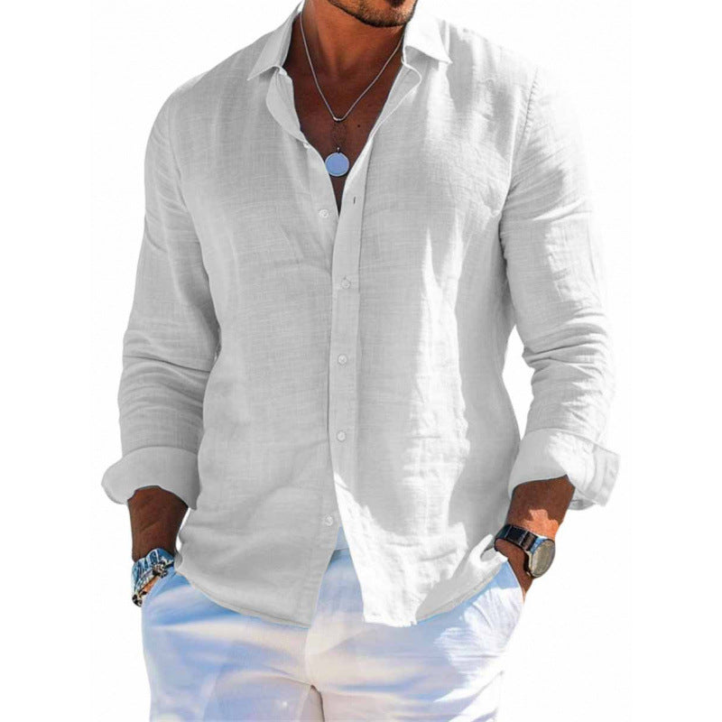 Men's Long Sleeve Linen Oversized Shirt