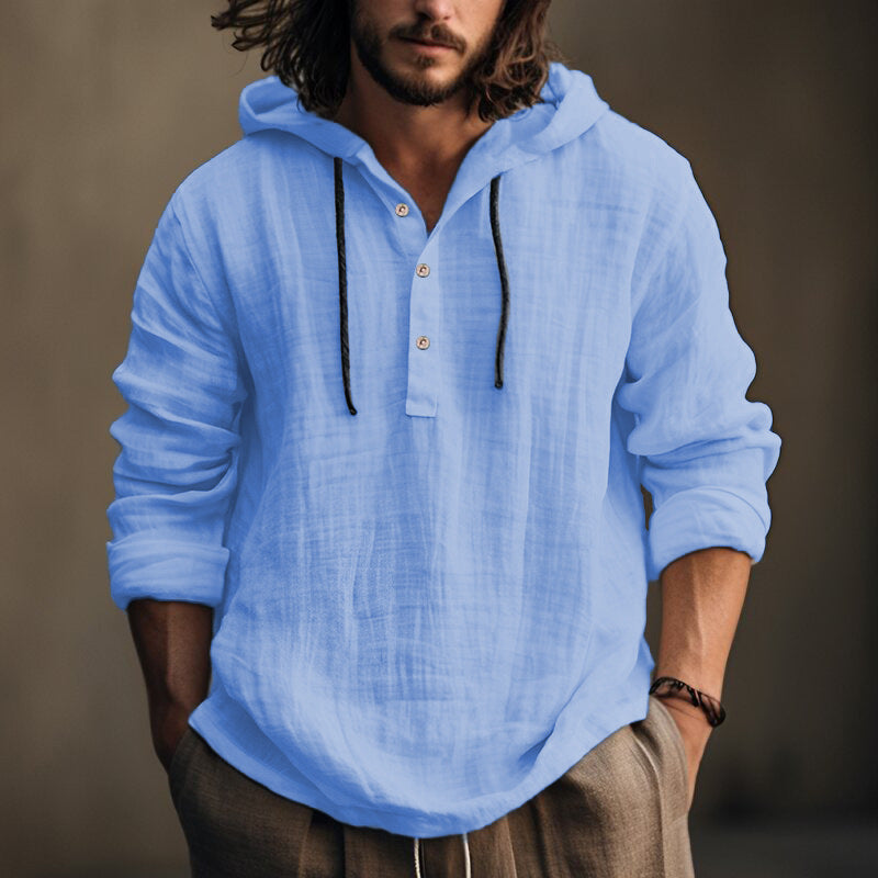 Men's Casual Long Sleeve Hooded Shirt