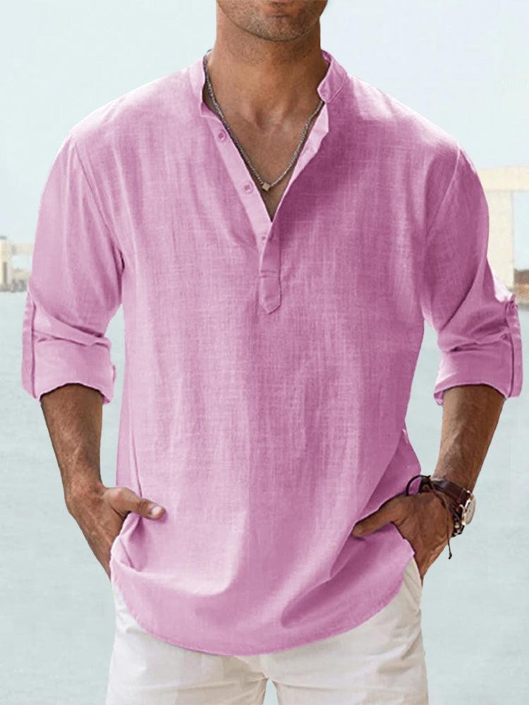 Men's Oversized Cotton High Neck Sports Shirt