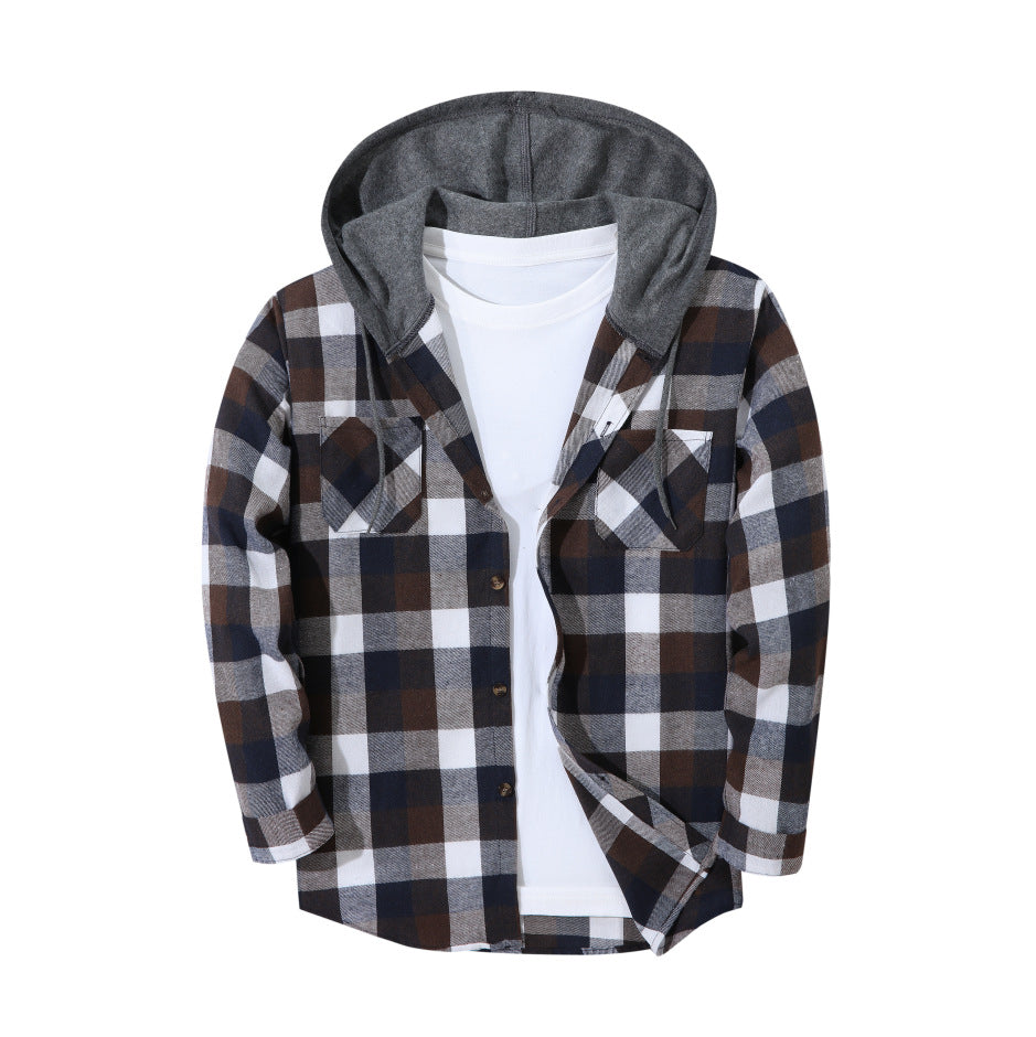 Men's Slim Fit Plaid Checkered Shirt Jacket